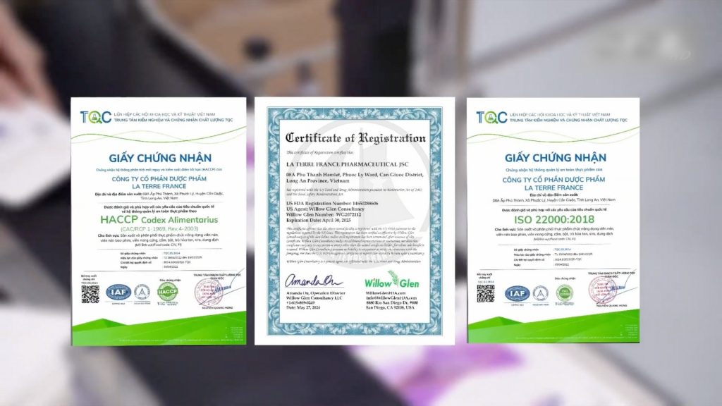 Trang Chủ 75 Nhà máy dược mỹ phẩm La Terre France Giấy chứng nhận