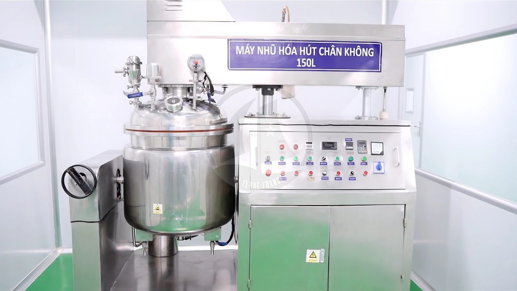 Trang Chủ 61 Nhà máy dược mỹ phẩm La Terre France Máy nhũ hóa hút chân không 150L